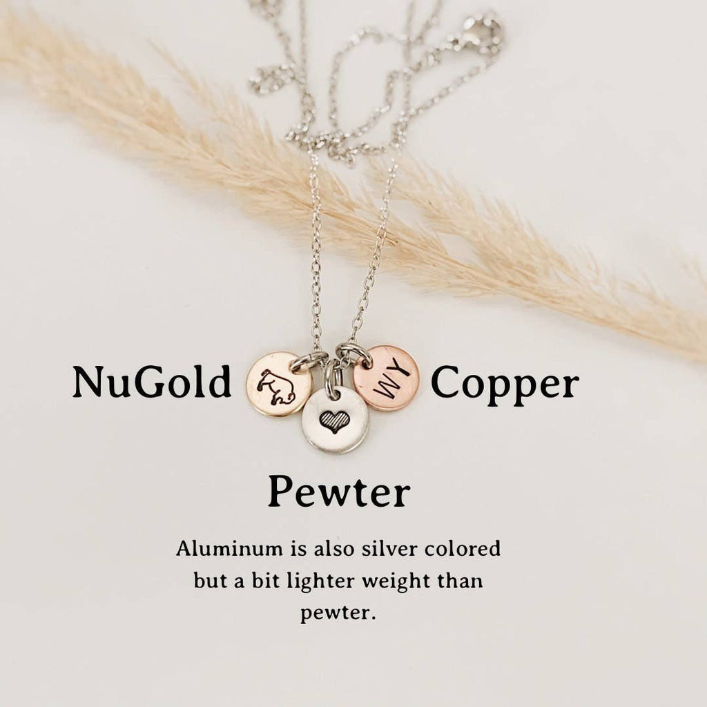 Wildflower Bison Necklace, Buffalo, Hand Stamped Necklace
