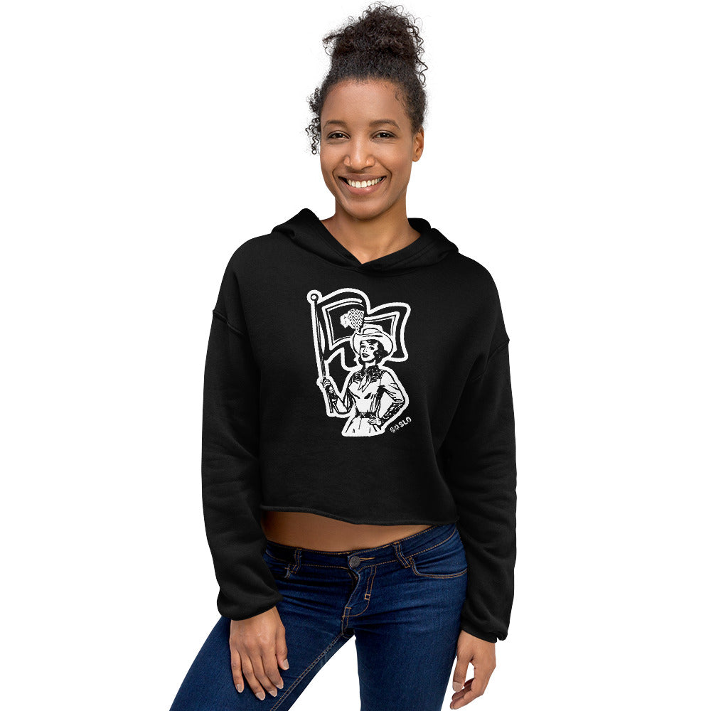 Gals Wyo Flag Cowgirl Crop Hoodie