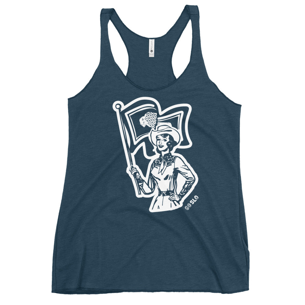 Gals Wyo Flag Cowgirl Racerback Tank