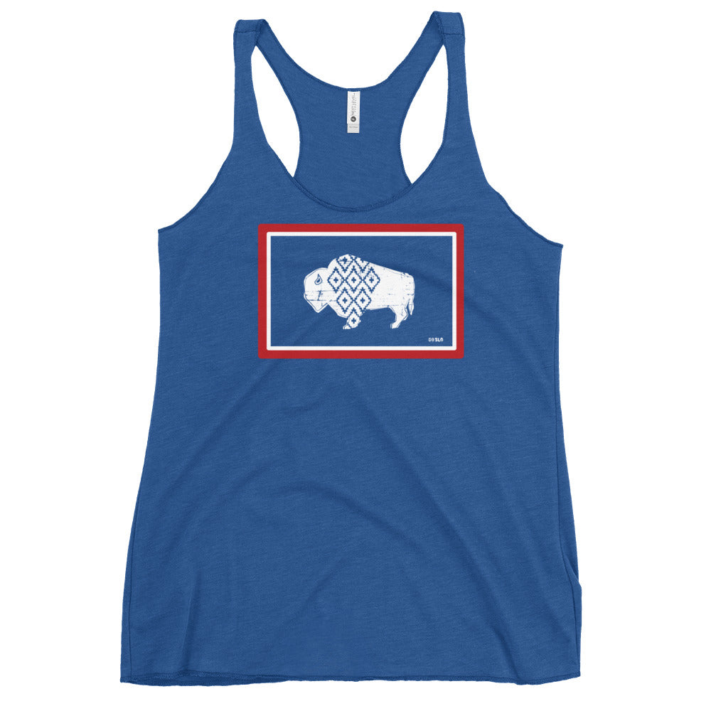 Gals Go Slo Wyo Flag Racerback Tank