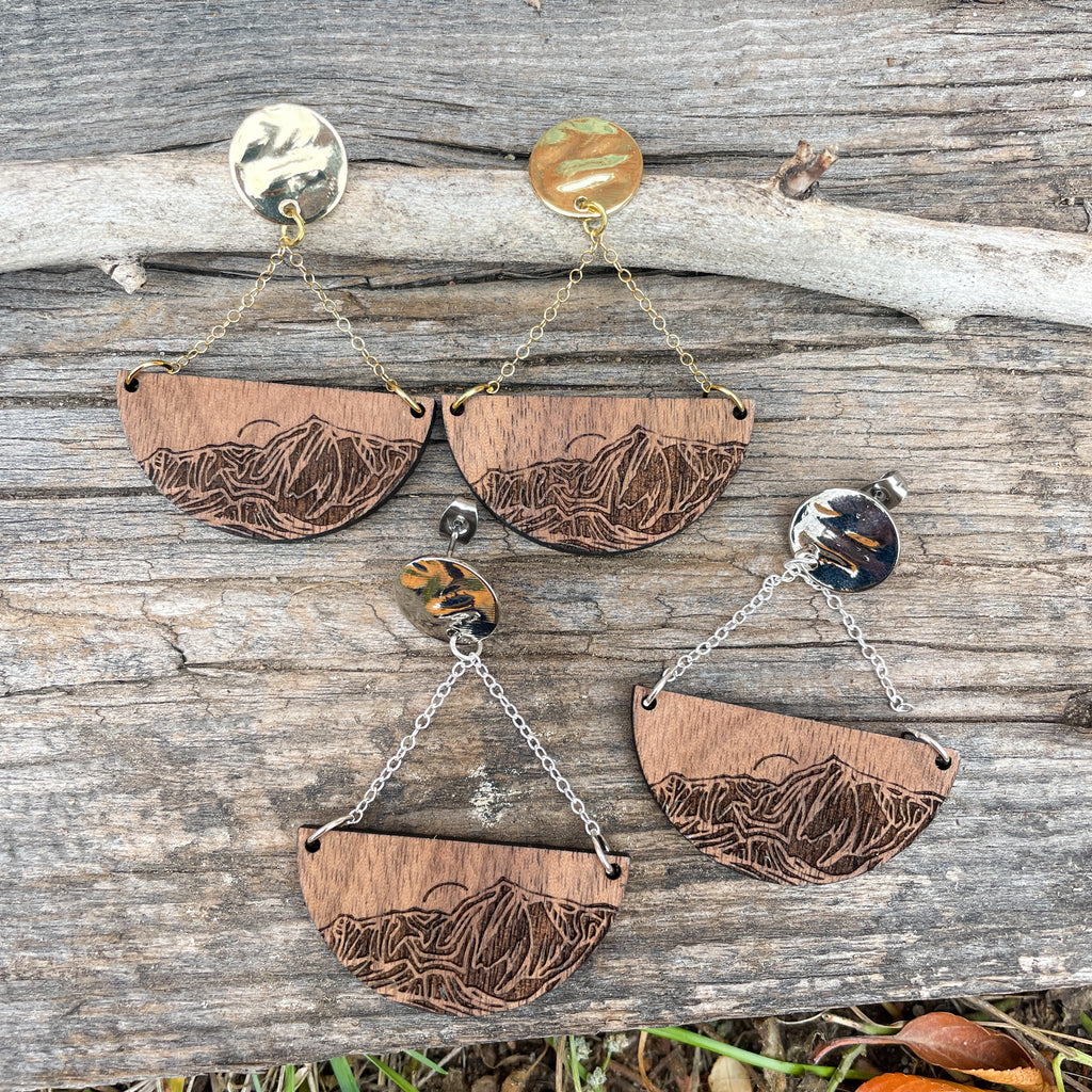 Medicine Bow Teardrop Carved Earrings