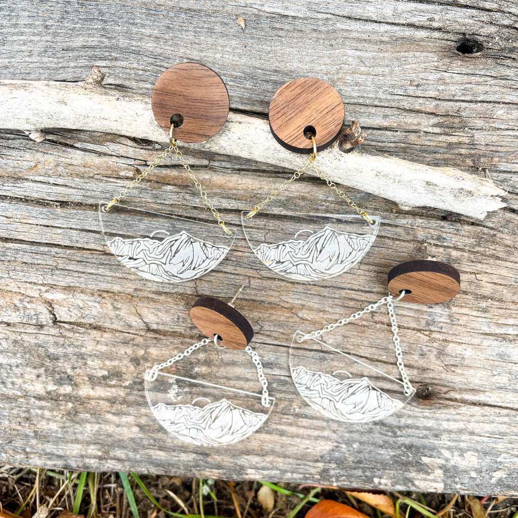 Medicine Bow Clear Carved Earrings