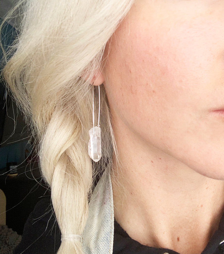 Rugged Quartz Drop Earrings