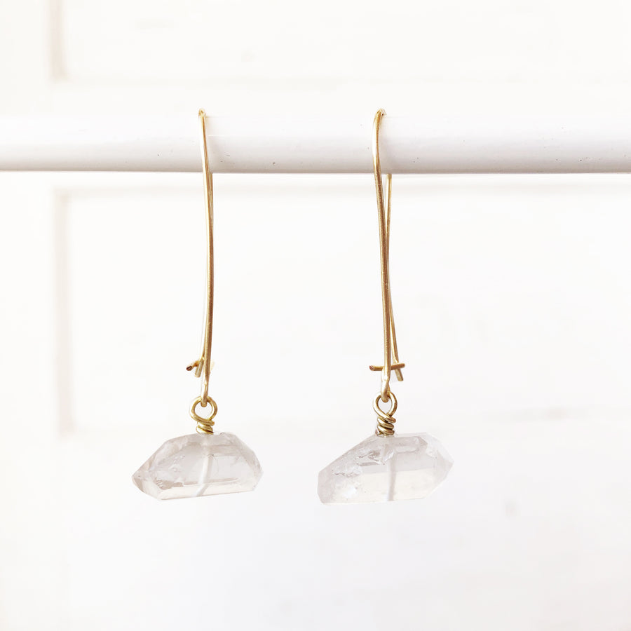 Quartz Drop Earrings // Gold