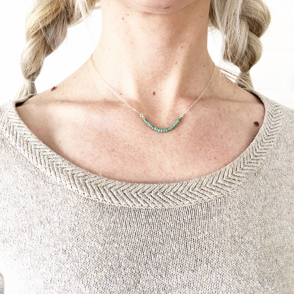 Short Turq + Sterling Silver Necklace // 17"