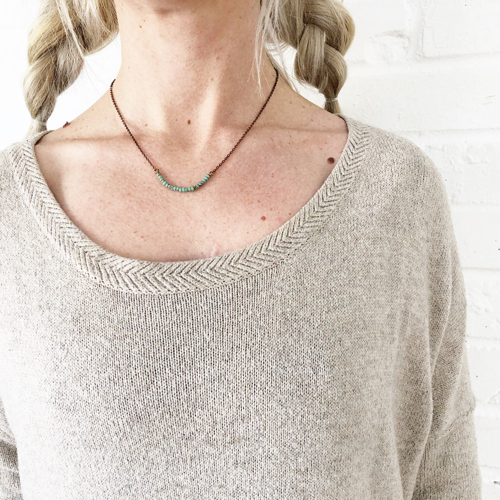 Short Turq + Copper Necklace // 17"