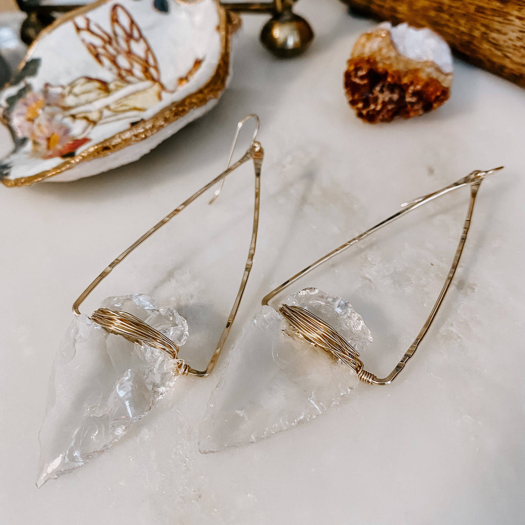 Derive Jewelry - Nala Quartz Crystal Arrowhead Earrings