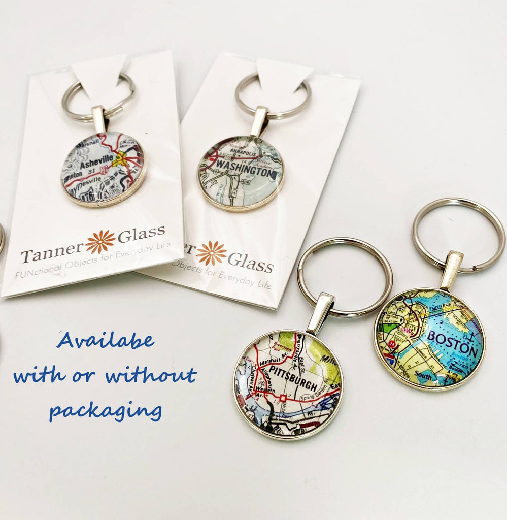 Tanner Glass - Keychain: Vintage Map (customizable)
