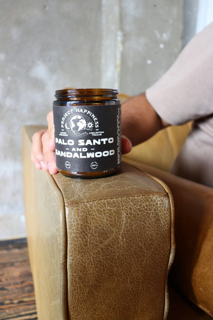 Project Happiness Candle Co. - Palo Santo and Sandalwood Soy Candle - 8oz