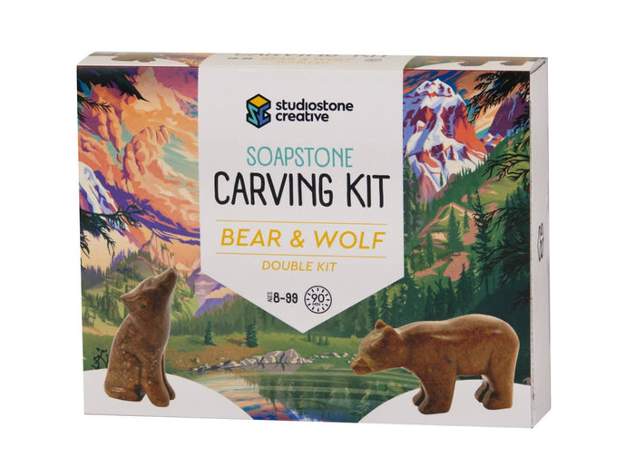 Studiostone Creative - Bear & Wolf Soapstone Carving Kit —DIY Art & craft