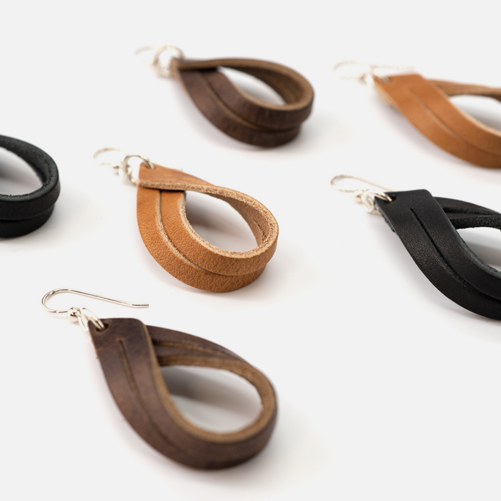 Handcrafted Full-Grain Leather Double Hoop Earrings