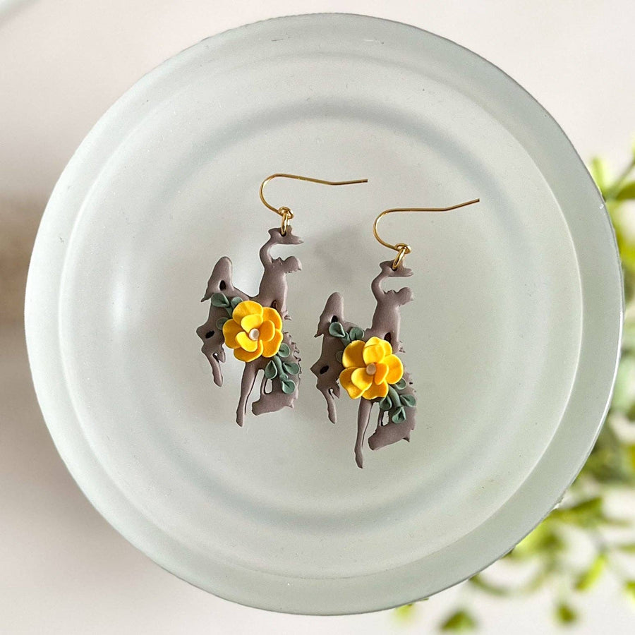 Mini UWYO steamboat earrings (brown) OFFICIALLY LICENSED | 18k gold plated