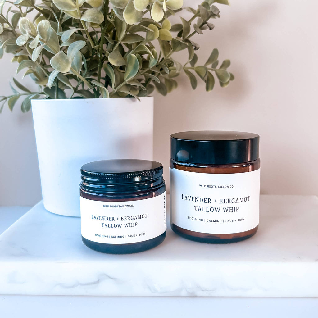 Wild Roots Tallow Co. - Lavender  Bergamot Whipped Balm | Beef Tallow Moisturizer 