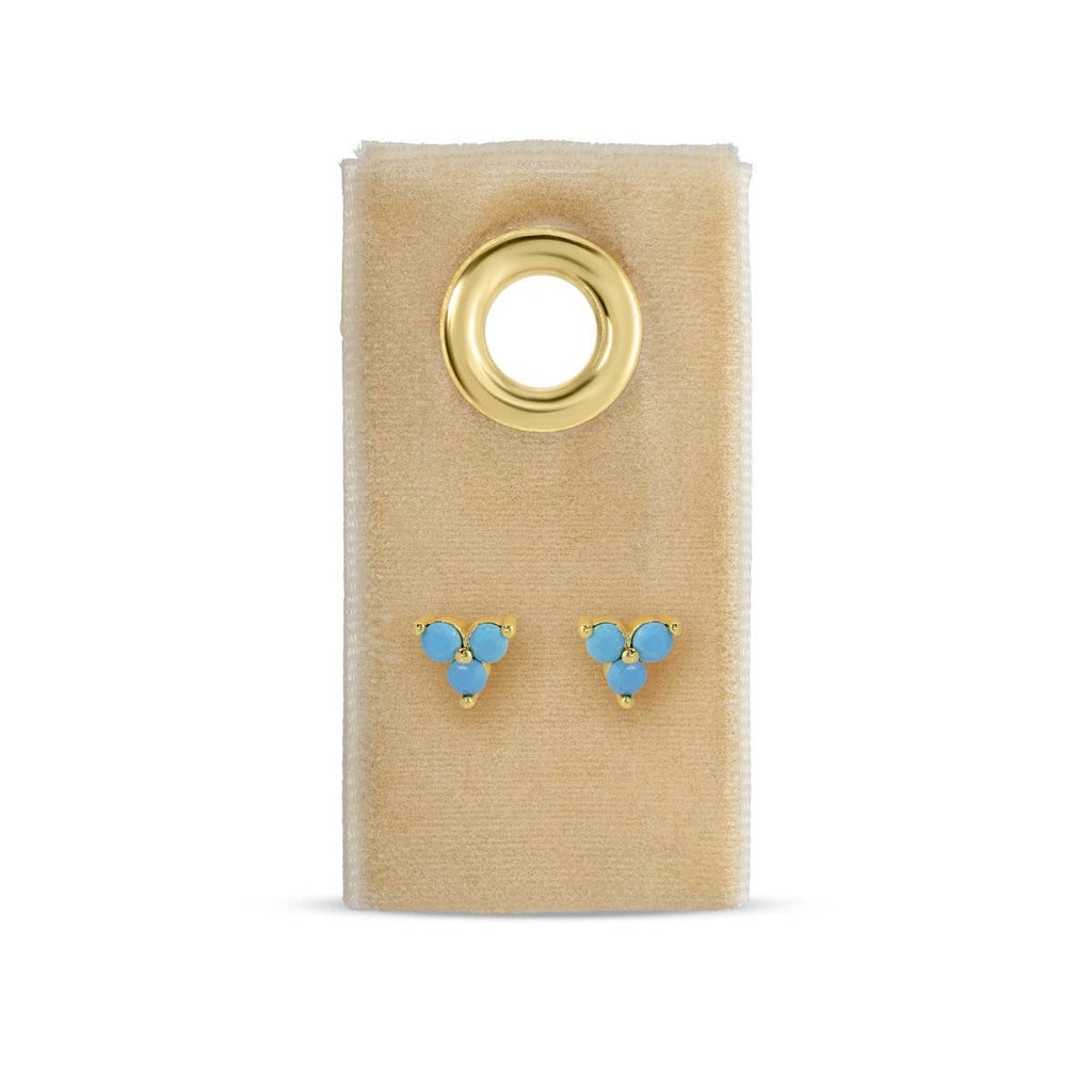 Splendid Iris - Light Blue Triple Cluster Studs on Velvet Tag