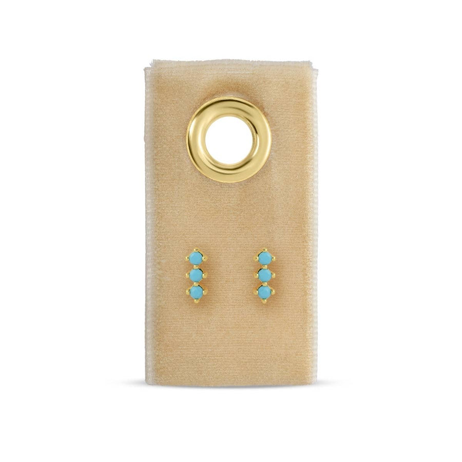Splendid Iris - Triple CZ Bar Studs on Velvet Tag