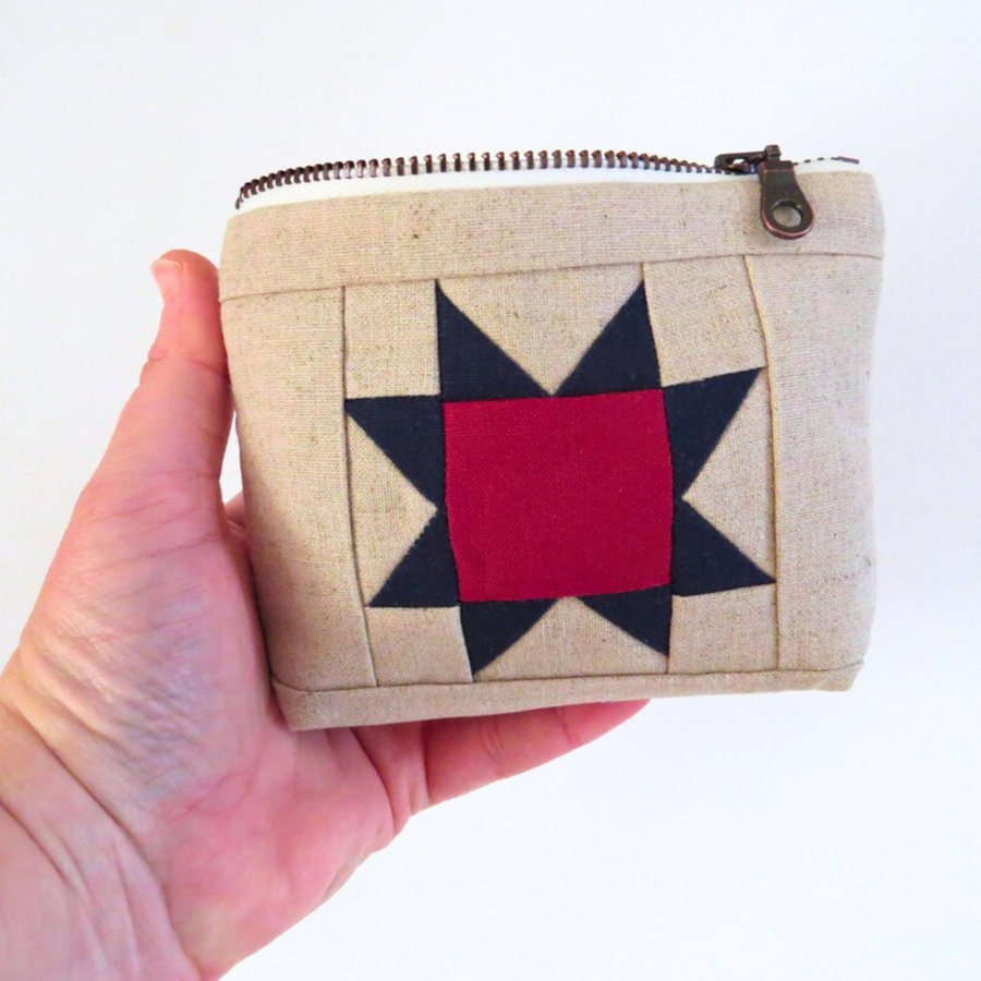 PaperFromHeaven - Vintage Liberty Quilted Linen Pouch – Sawtooth Star Design
