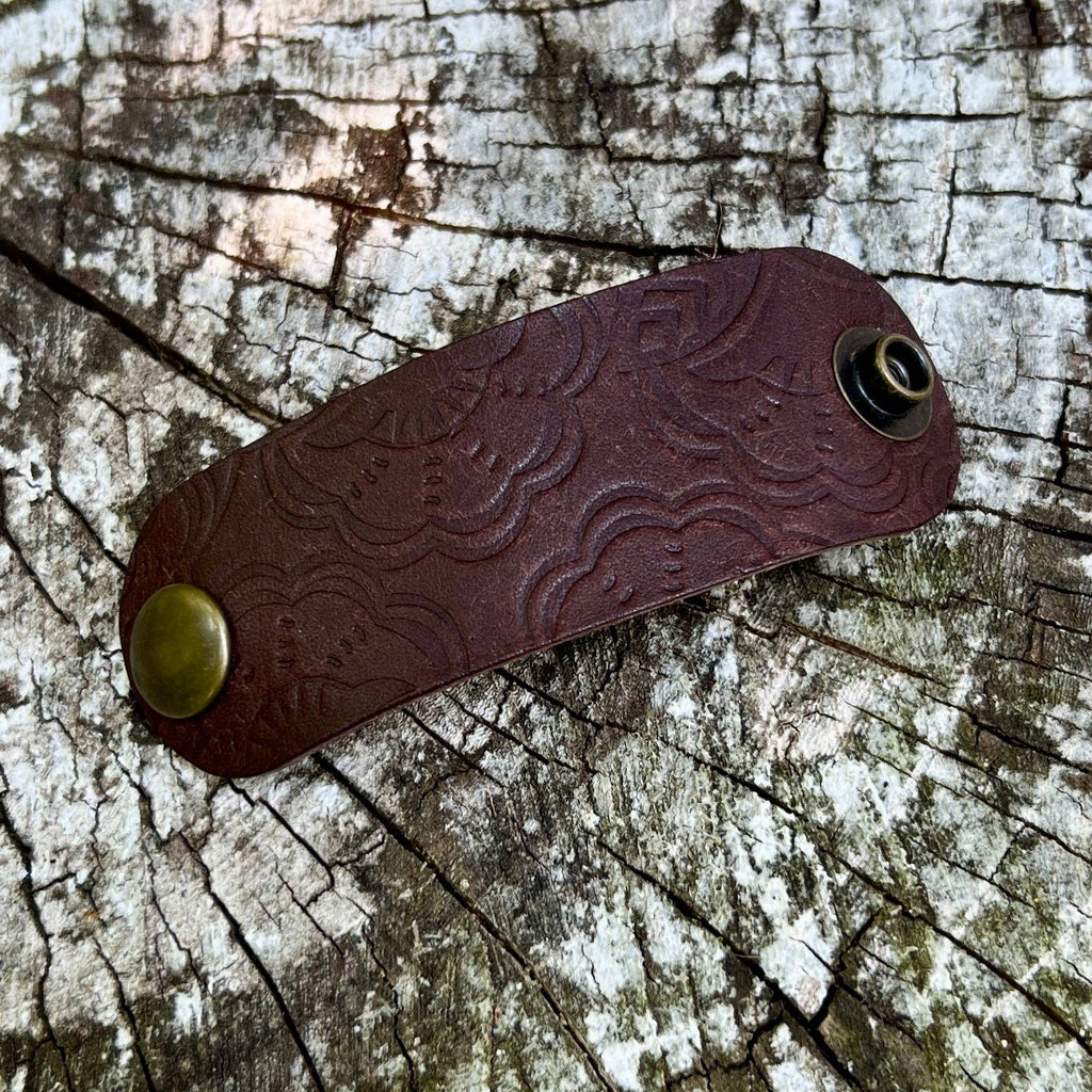 Lindsay Streem Designs - Leather Bandana Slide: Embossed Vintage Floral