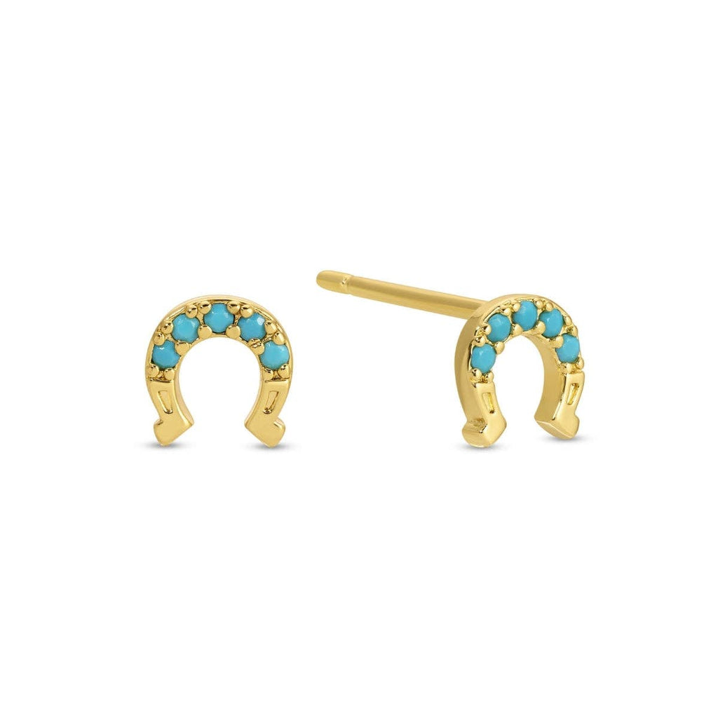 Splendid Iris - Light Blue Horseshoe Studs On Velvet Tag