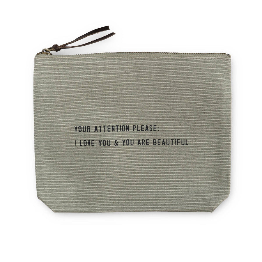 Sugarboo & Co - Your Attention Please Canvas Zip Bag- Sage