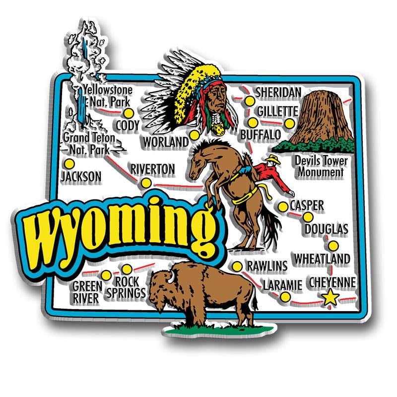 Wyoming Jumbo State Magnet, Made in USA