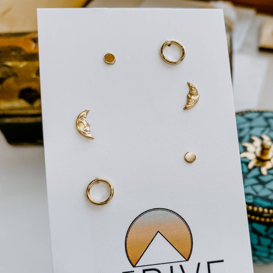 Derive Jewelry - Moon Phase Stud Pack