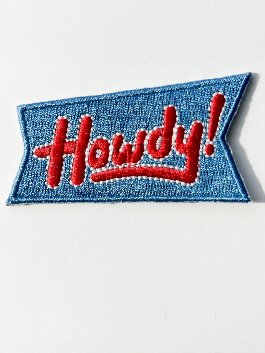 Field Trip Threads - Blue Howdy Iron On Patch for Trucker Hats Western Cowgirl