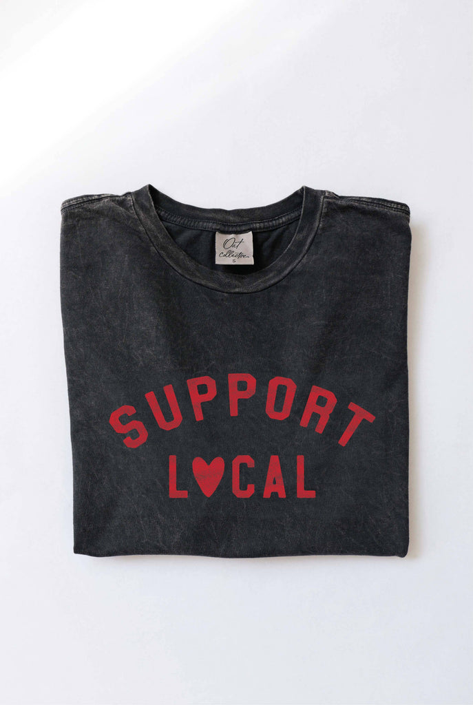 OAT COLLECTIVE - SUPPORT LOCAL Mineral Washed Graphic Top