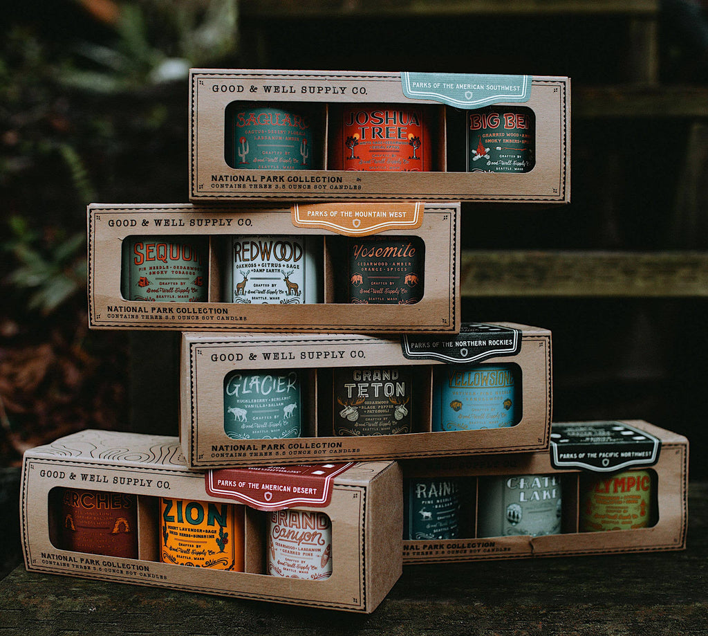 Good & Well Supply Co. - National Parks of the Northern Rockies Mini Candle Gift Set