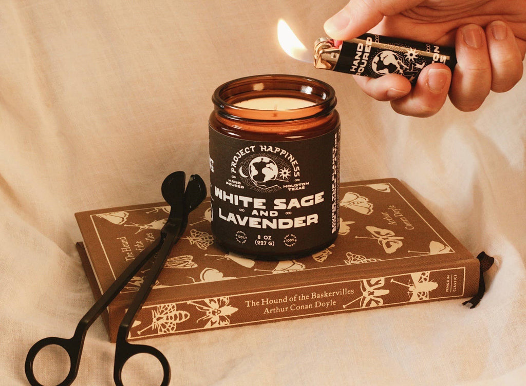 Project Happiness Candle Co. - White Sage and Lavender Soy Candle - 8oz | Spring Scent