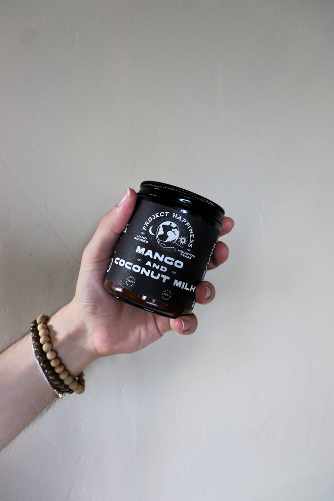 Project Happiness Candle Co. - Mango and Coconut Milk Soy Candle - 8oz | Spring Scent