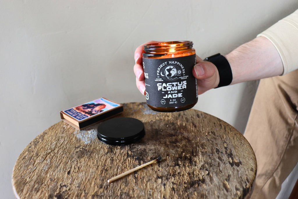 Project Happiness Candle Co. - Cactus Flower and Jade Soy Candle - 8oz | Spring Scent
