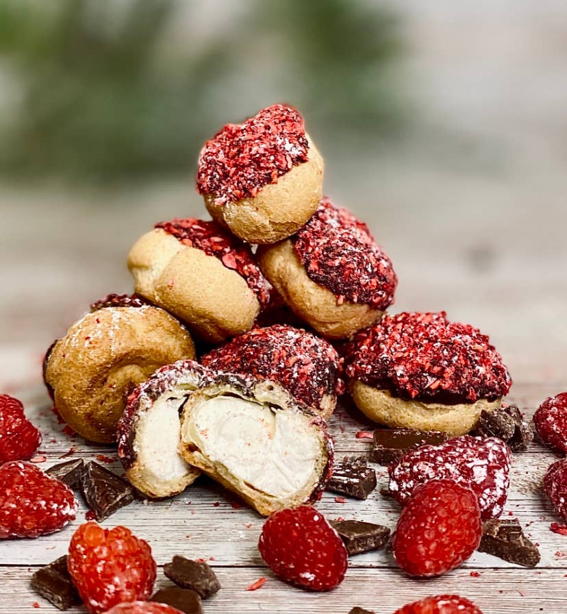 Freeze Dried Raspberry Cream Puffs