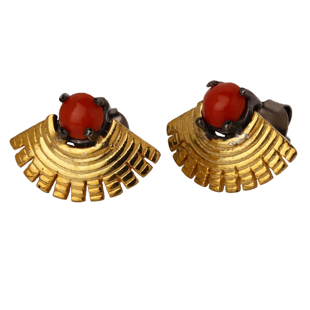 Dekko Trading - Coral Stone Fan Earrings