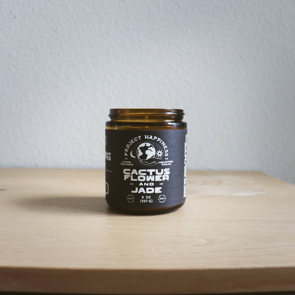Project Happiness Candle Co. - Cactus Flower and Jade Soy Candle - 8oz | Spring Scent
