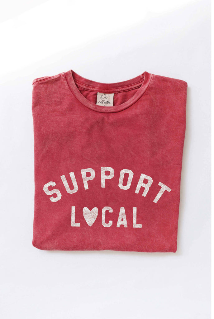 OAT COLLECTIVE - SUPPORT LOCAL Mineral Washed Graphic Top