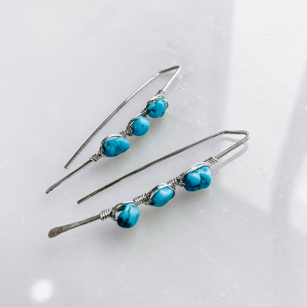 Derive Jewelry - Pacific Threader Earrings with Kingman Turquoise