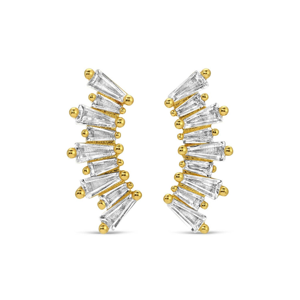 Splendid Iris - Curved Baguette Studs On Velvet Tag