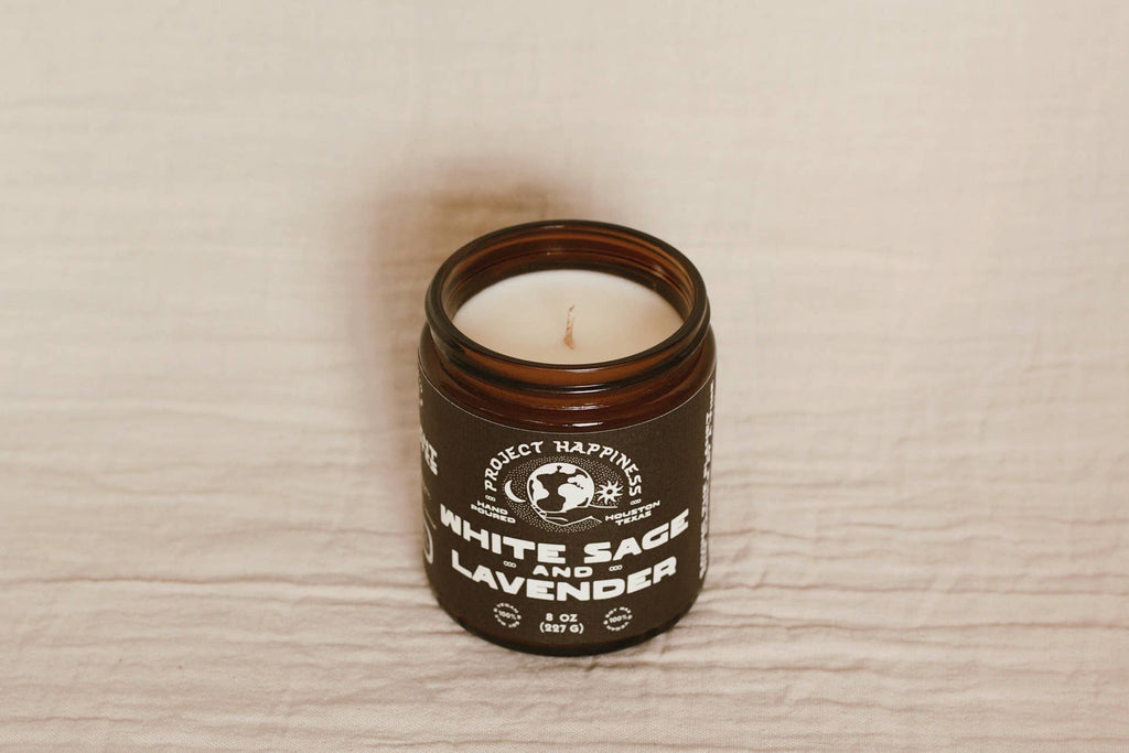 Project Happiness Candle Co. - White Sage and Lavender Soy Candle - 8oz | Spring Scent