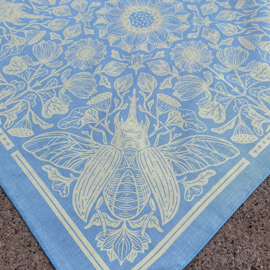 Kate O'Hara - Periwinkle Lotus & Beetle Bandana