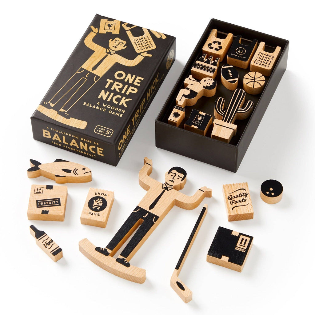 Chronicle Books - Brass Monkey One Trip Nick Wooden Balance Game