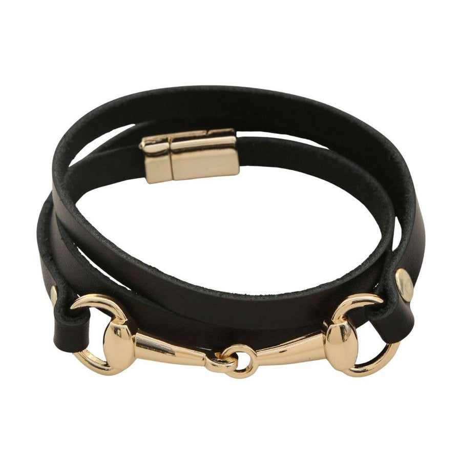 JOIA ACCESSORIES - HORSEBIT PU LEATHER WRAP BRACELET, QBA 526