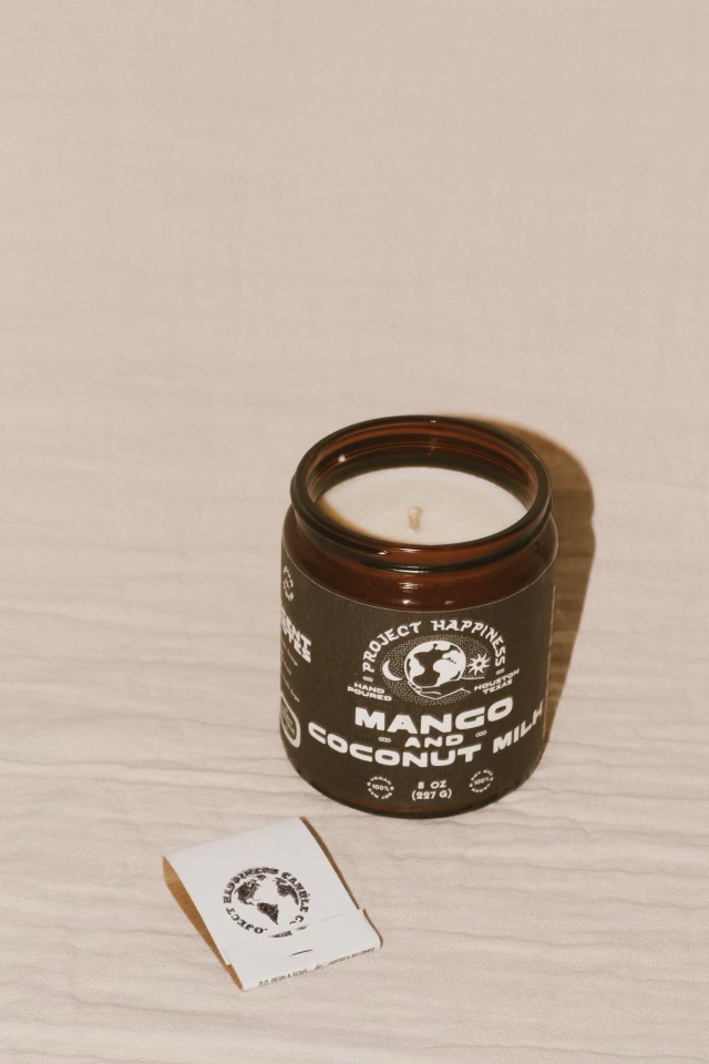 Project Happiness Candle Co. - Mango and Coconut Milk Soy Candle - 8oz | Spring Scent
