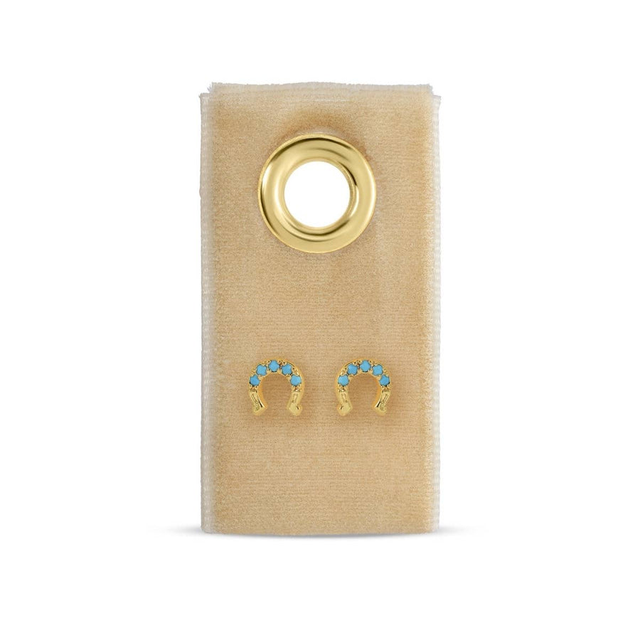 Splendid Iris - Light Blue Horseshoe Studs On Velvet Tag