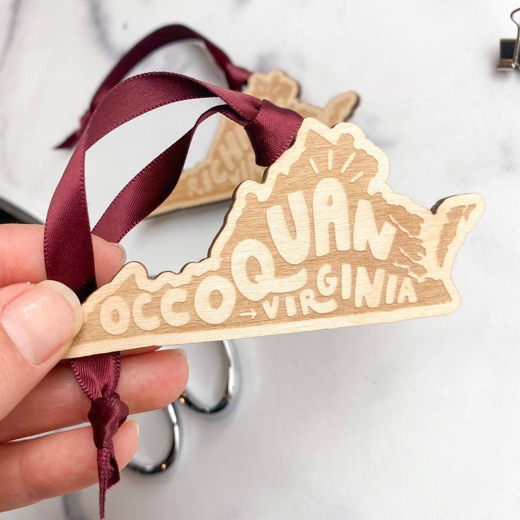 Billie Claire Illustration (Handmade) - Custom City-Specific Wood Ornaments