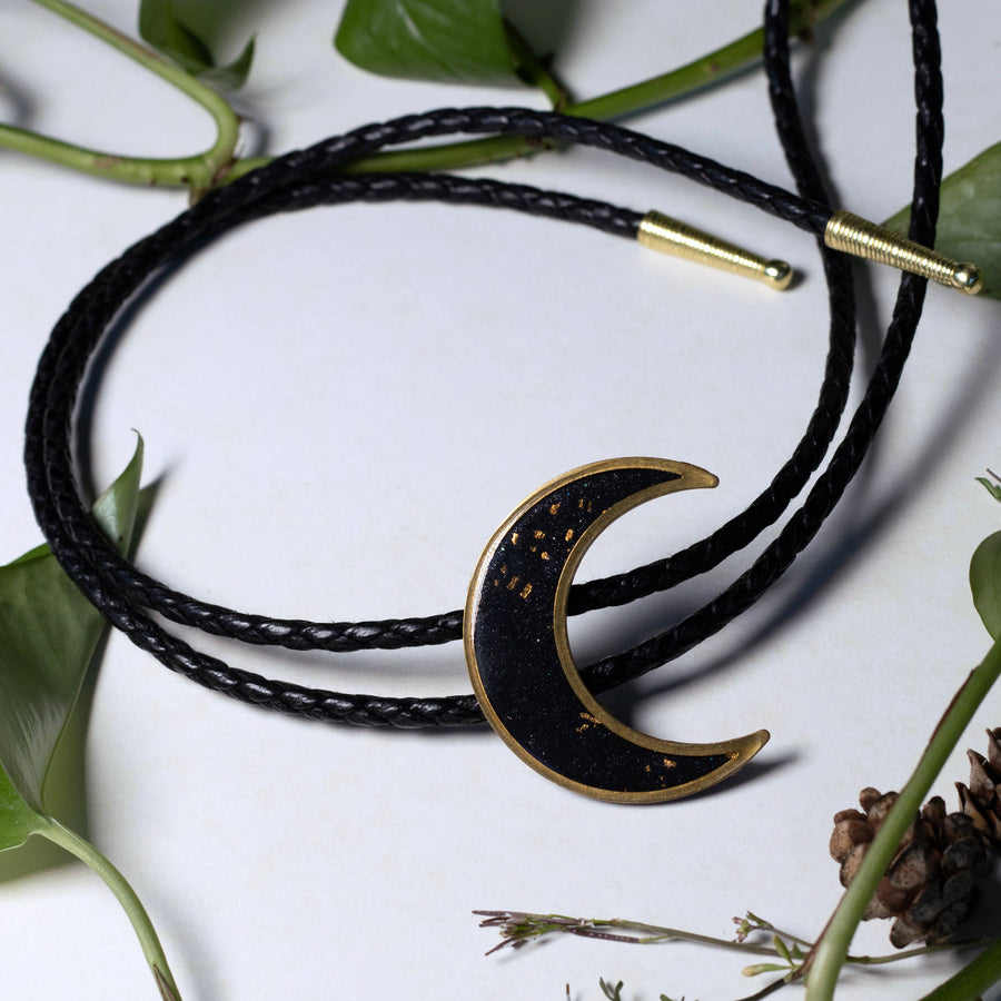 Ginger Sapp Jewelry - Moon Bolo Tie | Polymer Clay and Resin | Handmade