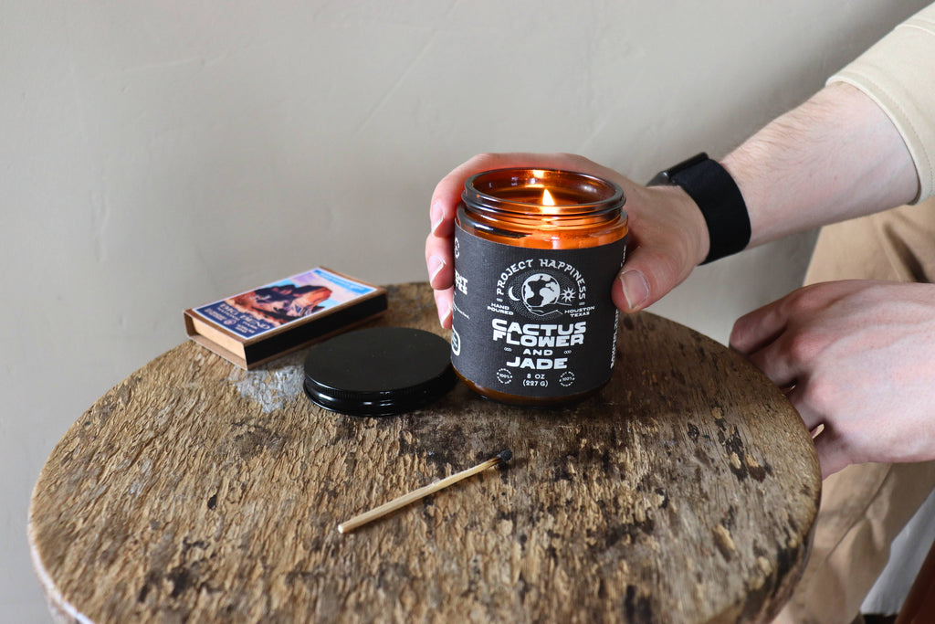 Project Happiness Candle Co. - Cactus Flower and Jade Soy Candle - 8oz | Spring Scent