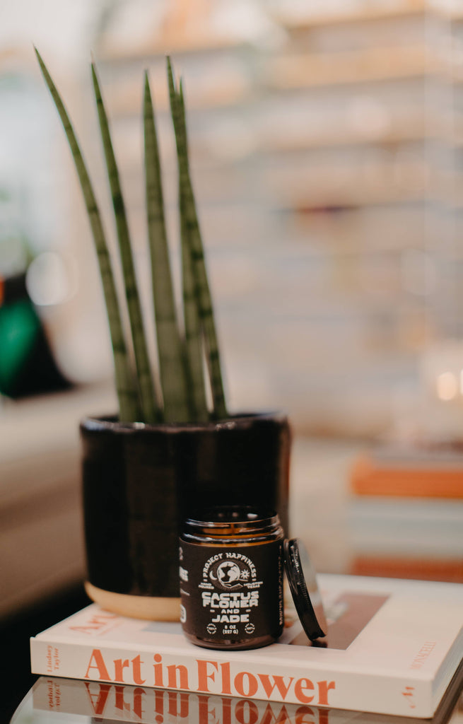 Project Happiness Candle Co. - Cactus Flower and Jade Soy Candle - 8oz | Spring Scent