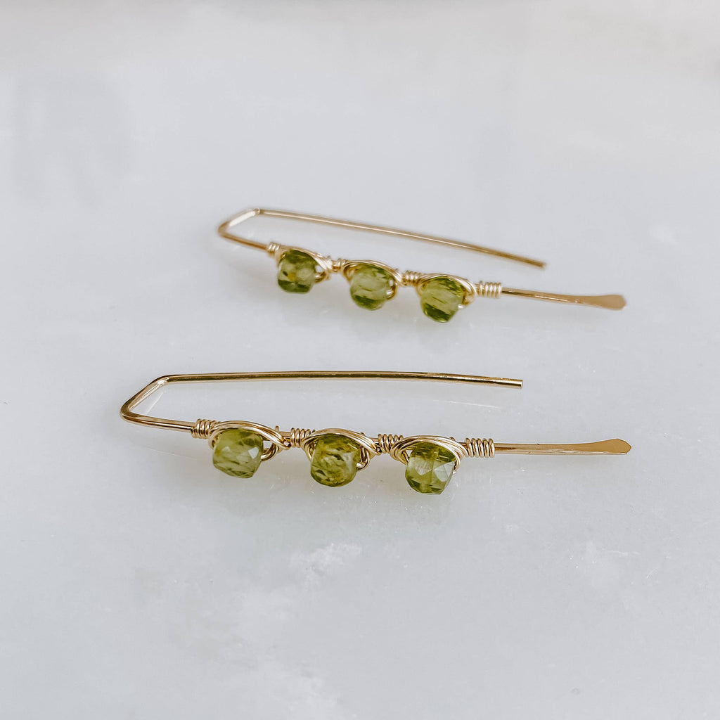 Derive Jewelry - Triple Stone Threaders - Peridot