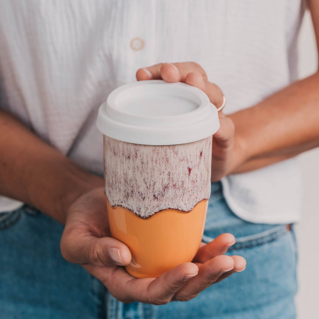 Nova Ceramics Travel Mugs - Grapefruit 12oz Ceramic Travel Mug – Coffee Shop Essentials