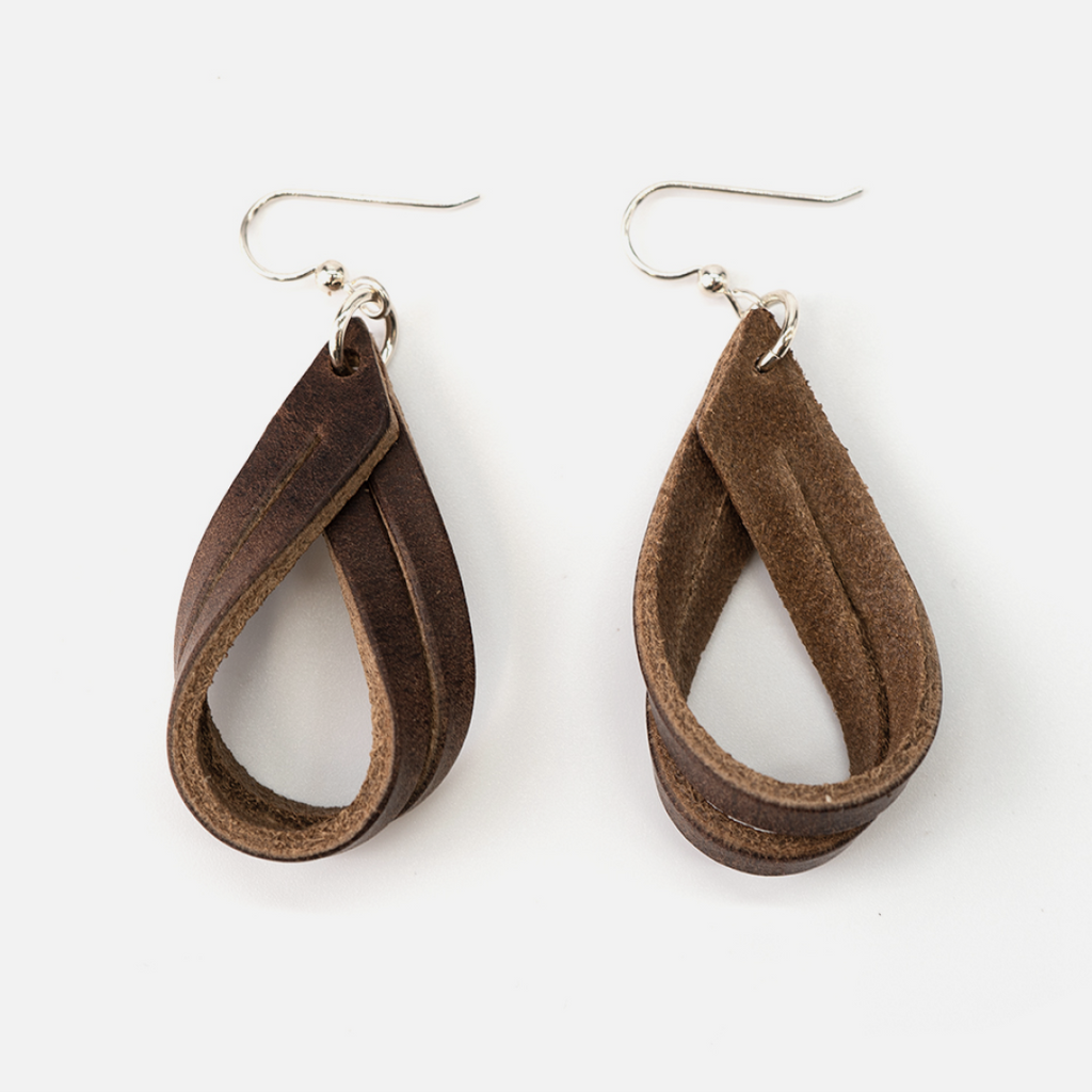 Handcrafted Full-Grain Leather Double Hoop Earrings